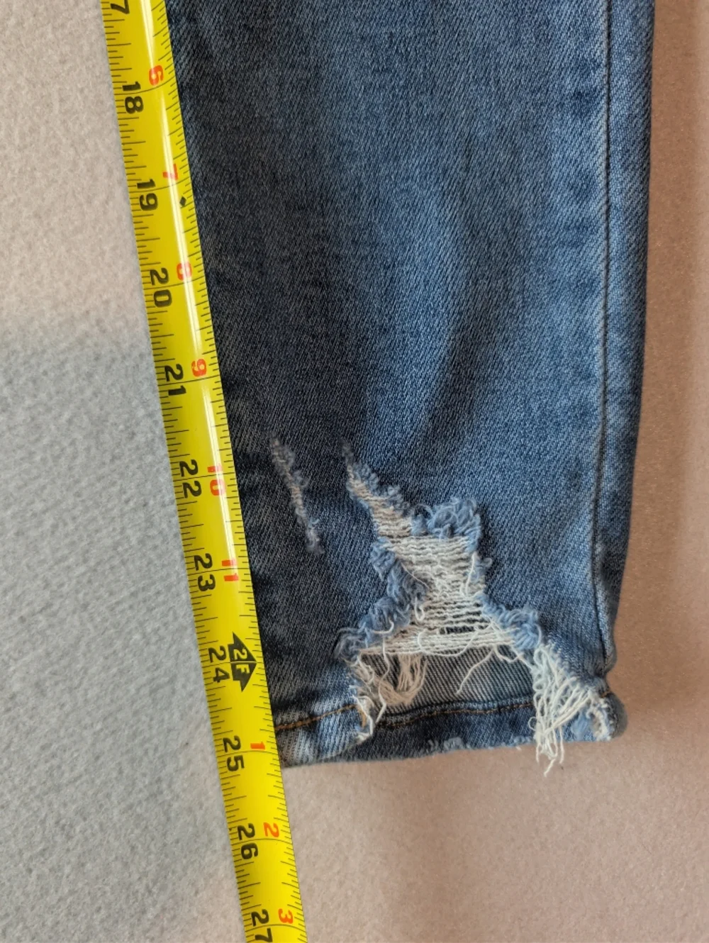 Just Black Denim High Rise Skinny Jeans with Distressed Ankle Hems Sz 27 25